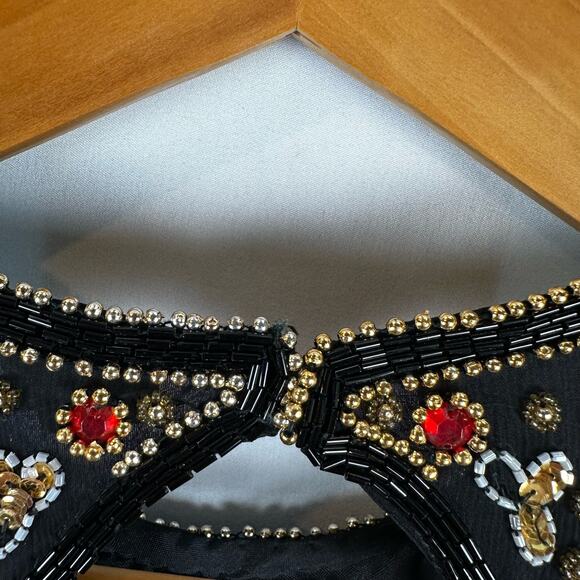 Laurence Kazar Short Sleeve Bodycon Beaded Black Mini Silk Dress Womens L Petite - Picture 11 of 16